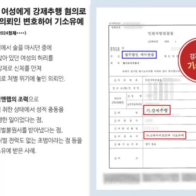 옆 테이블 여성에게 강제추행 혐의로 고소당한 의뢰인 변호하여 기소유예 결정
